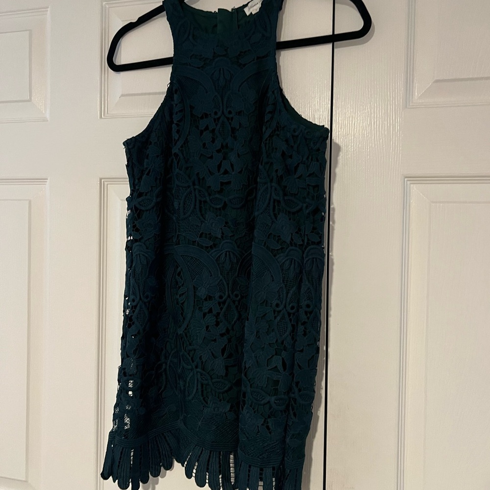 Lovers + Friends Deep Teal Crochet Mini Dress